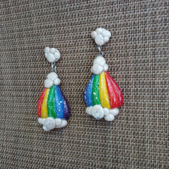 🌈 Rainbow ☁  Earrings Glitter 🌟🌈✨ - Picture 2 of 4